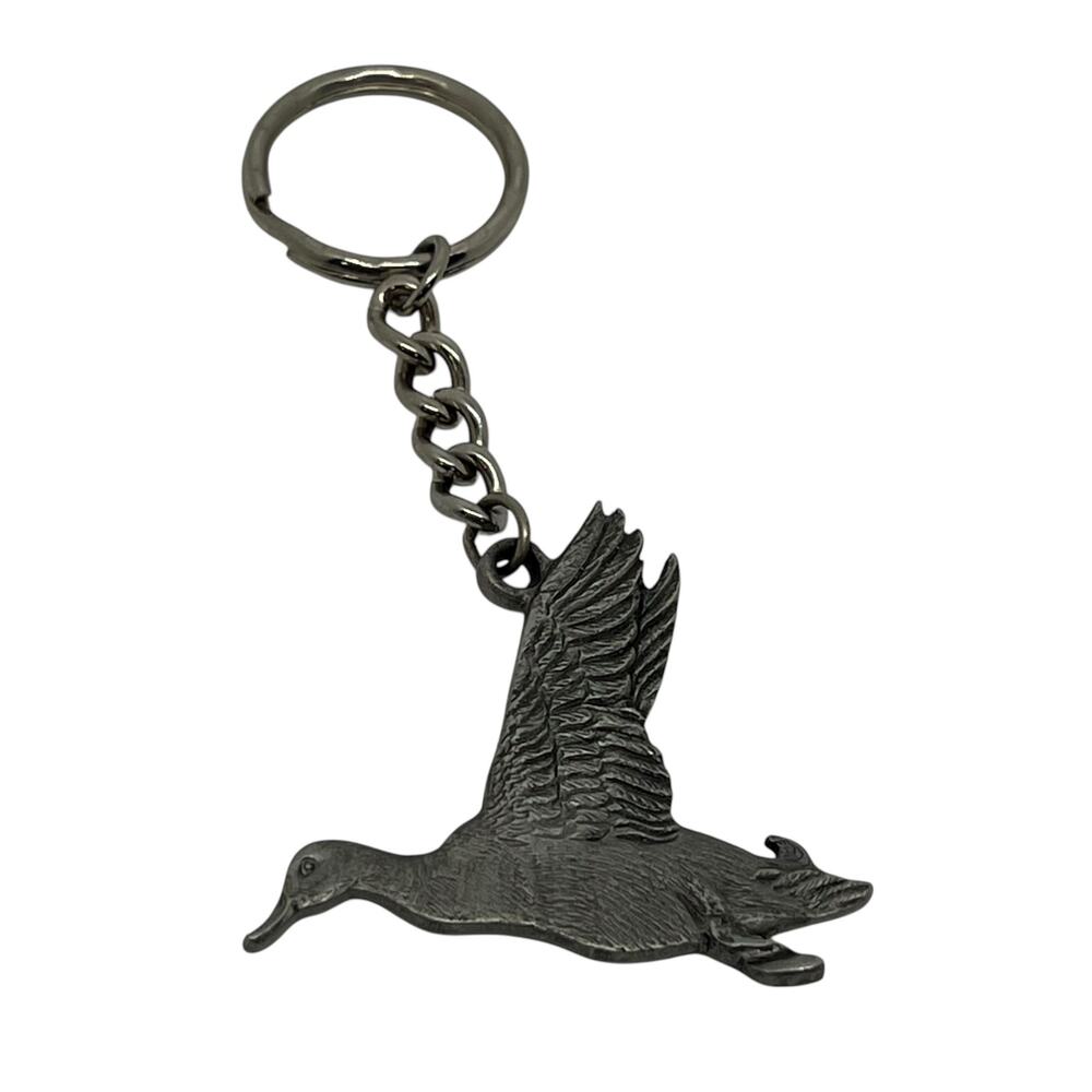 Rawcliffe Pewter I ❤️ MALLARDS Duck Keychain Vintage 1983 P. Davis Collectible